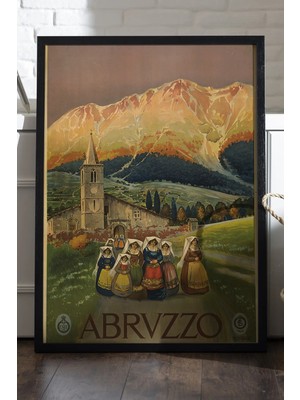 Duvarda Abrvzzo Siyah Ahşap Çerçeveli Poster, Dekoratif Seyahat Duvar Tablosu