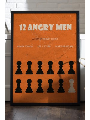 Duvarda 12 Angry Men Siyah Ahşap Çerçeveli Poster, Film Duvar Tablosu