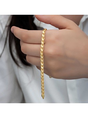 Aydogan's 925 Ayar Gümüş Gold Pullu Zincir Kadın Bileklik