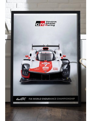 Duvarda Toyota Gazoo Racing Siyah Ahşap Çerçeveli Poster, Dekoratif Araba Duvar Tablosu