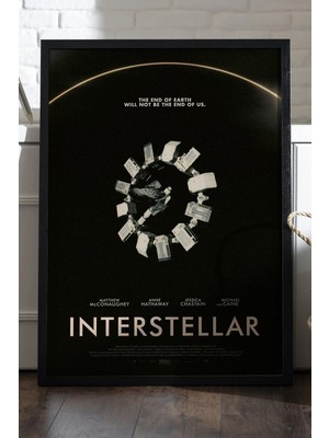Duvarda Interstellar Siyah Ahşap Çerçeveli Poster, Film Duvar Tablosu