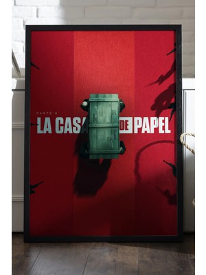 Duvarda La Casa De Papel Siyah Ahşap Çerçeveli Poster, Dizi Duvar Tablosu