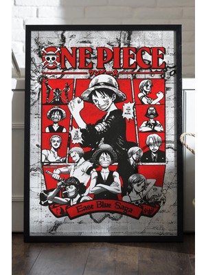 Duvarda One Piece Siyah Ahşap Çerçeveli Poster, Anime Duvar Tablosu