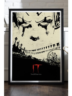 Duvarda It Siyah Ahşap Çerçeveli Poster, Film Duvar Tablosu