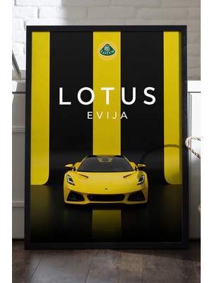 Duvarda Lotus Evija Siyah Ahşap Çerçeveli Poster, Dekoratif Araba Duvar Tablosu