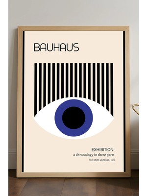 Duvarda Bauhaus Doğal Ahşap Çerçeveli Poster, Dekoratif Sanatsal Duvar Tablosu