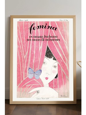 Duvarda Femina Ahşap Çerçeveli Poster, Dekoratif Sanatsal Duvar Tablosu