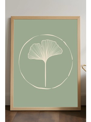 Duvarda Ginkgo Ahşap Çerçeveli Poster, Dekoratif Sanatsal Duvar Tablosu
