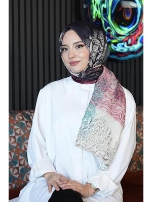 Yağmur Store Dalgalı Desen Yeşil Soft Pamuk Şal Pudra