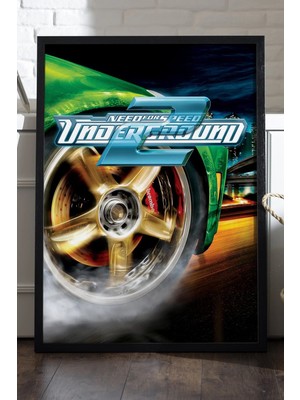 Duvarda Need For Speed Underground Siyah Ahşap Çerçeveli Poster, Dekoratif Oyun Duvar Tablosu