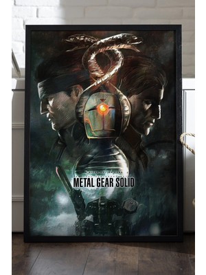 Duvarda Metal Gear Solid Siyah Ahşap Çerçeveli Poster, Dekoratif Oyun Duvar Tablosu