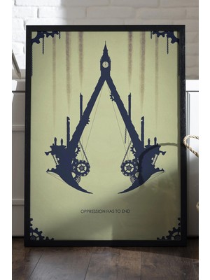 Duvarda Assassin's Creed Siyah Ahşap Çerçeveli Poster, Dekoratif Oyun Duvar Tablosu