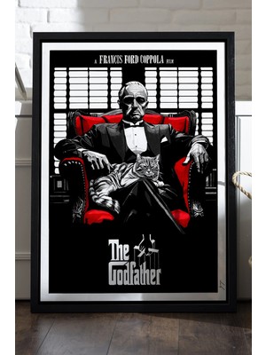 Duvarda The Godfather Siyah Ahşap Çerçeveli Poster, Dekoratif Film Duvar Tablosu
