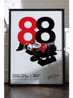 Duvarda Mclaren Formula 1 Siyah Ahşap Çerçeveli Poster, Dekoratif Araba Duvar Tablosu