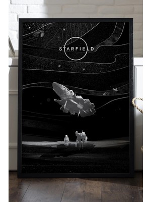 Duvarda Starfield Siyah Ahşap Çerçeveli Poster, Dekoratif Oyun Duvar Tablosu