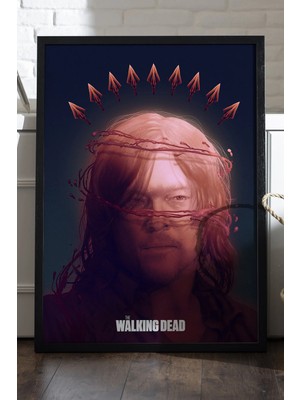 Duvarda The Walking Dead Daryl Dixon Siyah Ahşap Çerçeveli Poster, Dizi Duvar Tablosu
