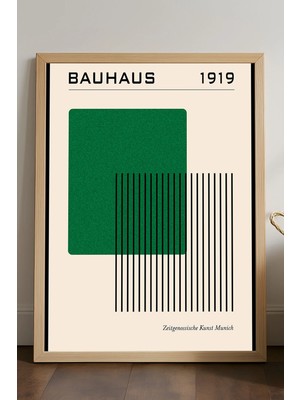 Duvarda Bauhaus Doğal Ahşap Çerçeveli Poster, Dekoratif Sanatsal Duvar Tablosu