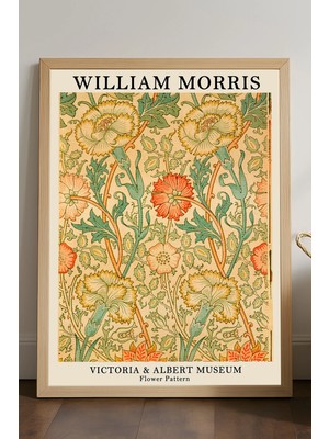 Duvarda William Morris Doğal Ahşap Çerçeveli Poster, Dekoratif Sanatsal Duvar Tablosu