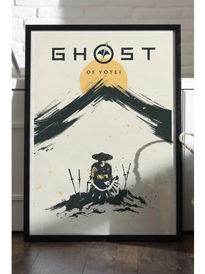Duvarda Ghost Of Yotei Siyah Ahşap Çerçeveli Poster, Dekoratif Oyun Duvar Tablosu