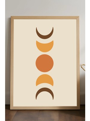 Duvarda Beige Ahşap Çerçeveli Poster, Dekoratif Sanatsal Duvar Tablosu
