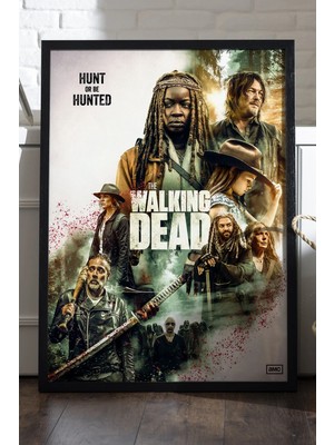 Duvarda The Walking Dead Siyah Ahşap Çerçeveli Poster, Dizi Duvar Tablosu