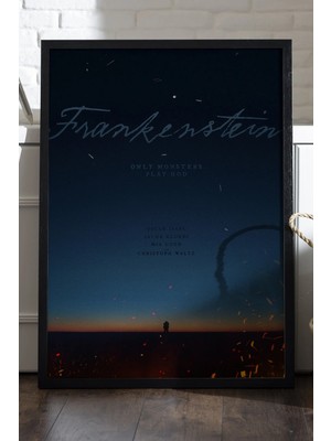Duvarda Frankenstein Siyah Ahşap Çerçeveli Poster, Film Duvar Tablosu