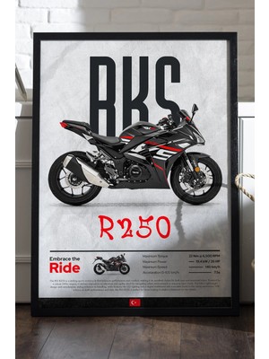 Duvarda Cfmoto 250 Sr Siyah Ahşap Çerçeveli Poster, Dekoratif Motosiklet Duvar Tablosu