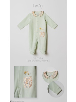 Hafy Baby %100 Pamuk Fitilli Patikli Kız Bebek Tulumu Bebe Yaka Arı Nakışlı