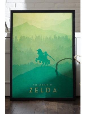 Duvarda Zelda Siyah Ahşap Çerçeveli Poster, Dekoratif Oyun Duvar Tablosu