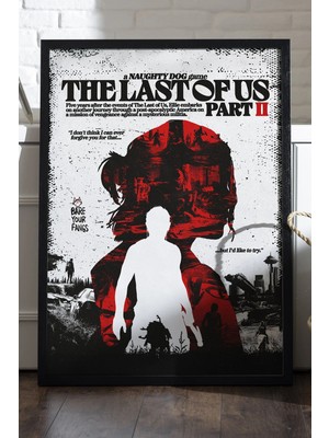 Duvarda The Last Of Us Part Iı Siyah Ahşap Çerçeveli Poster, Dekoratif Oyun Duvar Tablosu
