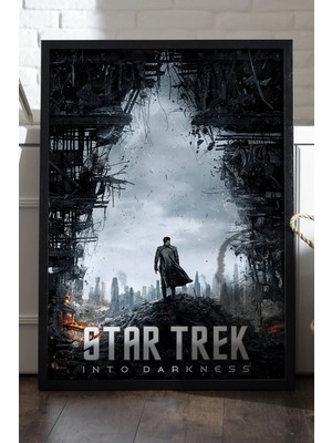 Duvarda Star Trek Siyah Ahşap Çerçeveli Poster, Dekoratif Film Duvar Tablosu