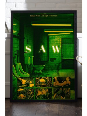 Duvarda Testere Siyah Ahşap Çerçeveli Poster, Film Duvar Tablosu