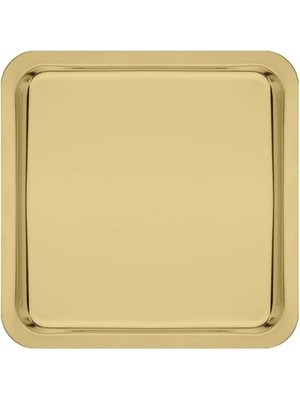 Yağmur Store Paslanmaz Çelik Sunum Tepsisi, Altın Renk, 21X21 Cm, Çay Kahve Pasta Tatlı Servis, 1 Adet