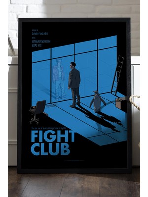 Duvarda Fight Club Siyah Ahşap Çerçeveli Poster, Dekoratif Film Duvar Tablosu
