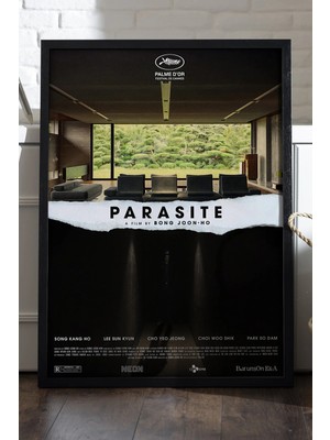 Duvarda Parasite Siyah Ahşap Çerçeveli Poster, Dekoratif Film Duvar Tablosu