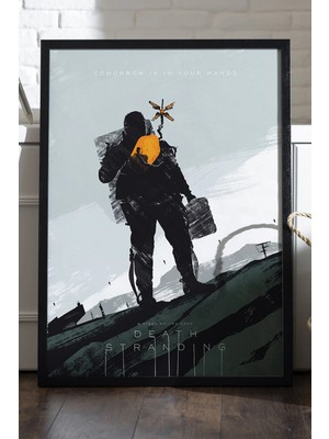 Duvarda Death Stranding Siyah Ahşap Çerçeveli Poster, Dekoratif Oyun Duvar Tablosu