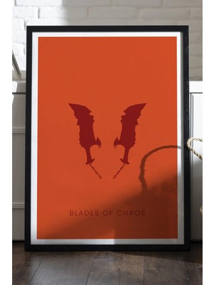 Duvarda God Of War Siyah Ahşap Çerçeveli Poster, Dekoratif Oyun Duvar Tablosu