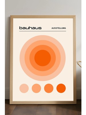 Duvarda Bauhaus Doğal Ahşap Çerçeveli Poster, Dekoratif Sanatsal Duvar Tablosu