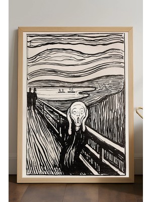 Duvarda Edvard Munch Çığlık Ahşap Çerçeveli Poster, Dekoratif Sanatsal Duvar Tablosu