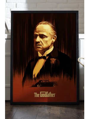 Duvarda The Godfather Siyah Ahşap Çerçeveli Poster, Dekoratif Film Duvar Tablosu