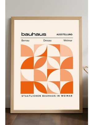 Duvarda Bauhaus Doğal Ahşap Çerçeveli Poster, Dekoratif Sanatsal Duvar Tablosu