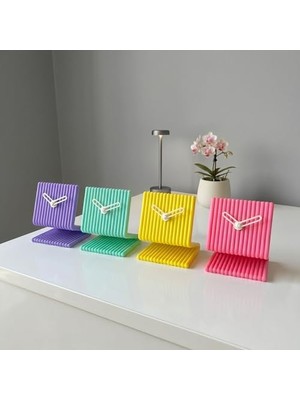 NY Home Dekoratif Masa Saati Sarı - Sessiz Analog Tıklamayan, Modern Minimalist, Ofis Çalışma Masası ve Yatak Odası Başucu Saati, 9X11 cm Küçük, Pille Çalışan