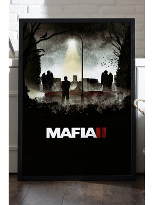 Duvarda Mafia Siyah Ahşap Çerçeveli Poster, Dekoratif Oyun Duvar Tablosu