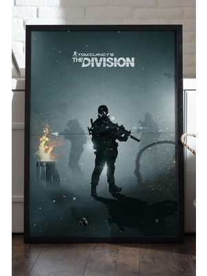 Duvarda Tom Clancy's The Division Siyah Ahşap Çerçeveli Poster, Dekoratif Oyun Duvar Tablosu