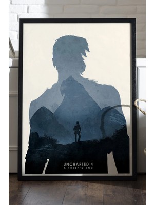 Duvarda Uncharted Siyah Ahşap Çerçeveli Poster, Dekoratif Oyun Duvar Tablosu