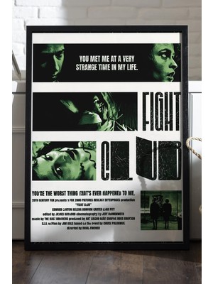 Duvarda Fight Club Siyah Ahşap Çerçeveli Poster, Dekoratif Film Duvar Tablosu