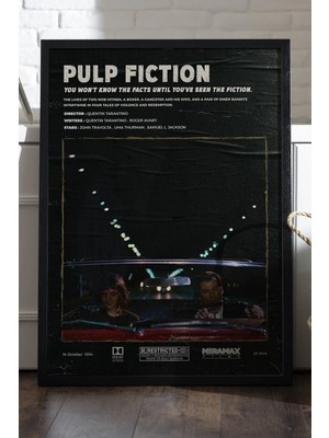 Duvarda Pulp Fiction Siyah Ahşap Çerçeveli Poster, Dekoratif Film Duvar Tablosu