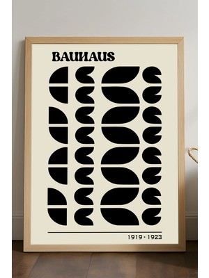 Duvarda Bauhaus Doğal Ahşap Çerçeveli Poster, Dekoratif Sanatsal Duvar Tablosu