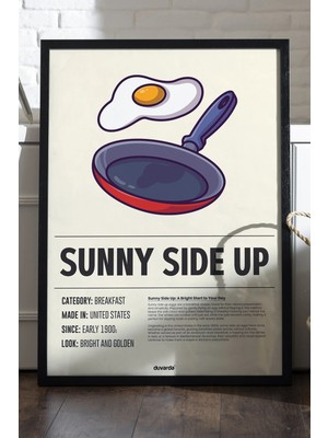 Duvarda Sunny Side Up Ahşap Çerçeveli Poster, Dekoratif Mutfak Duvar Tablosu