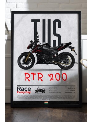 Duvarda Kuba Rx 9 Siyah Ahşap Çerçeveli Poster, Dekoratif Motosiklet Duvar Tablosu